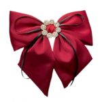 Spinka do włosów kokarda z diamencikami Bordowa XL SP441BOR