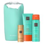 The Ritual of Karma zestaw błyszczący olejek do ciała 30ml + krem do twarzy SPF30 50ml + mleczko do opalania w sprayu SPF30 50ml