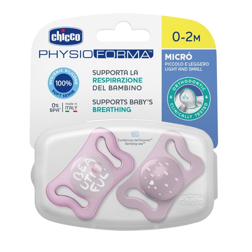 1074891675943421 PhysioForma silikonowy smoczek do uspokajania Micro 0-2m+ Różowy 2szt. - obrazek 1
