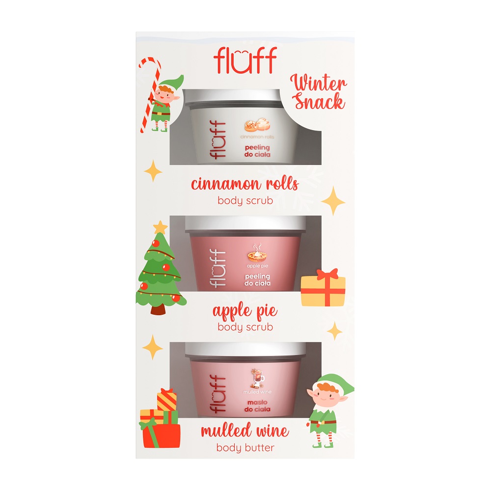 10762241729492914 Winter Snack zestaw masło do ciała Grzane Wino 100ml + peeling do ciala Szarlotka 100ml + peeling do ciała Bułeczki Cynamonowe 100ml - obrazek 1