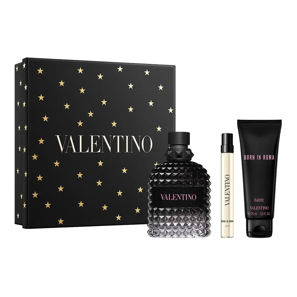 11487911763224111 Uomo Born in Roma zestaw woda toaletowa spray 100ml + woda toaletowa spray 10ml + żel pod prysznic 75ml - obrazek 1