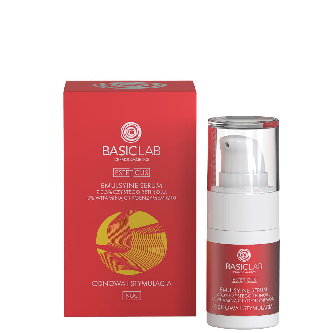 11605551674221714 Esteticus emulsyjne serum z 0.3% czystego retinolu 3% witaminą C i koenzymem Q10 15ml - obrazek 1