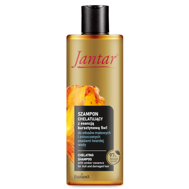 11771661715061207 Jantar szampon chelatujący z wyciągiem z bursztynu 5w1 do włosów matowych i zniszczonych osadami twardej wody 300ml - obrazek 1