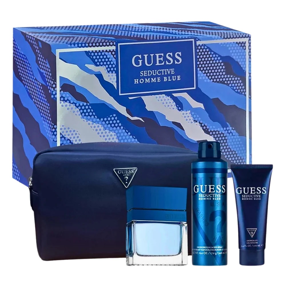 12071231764595854 Seductive Homme Blue zestaw woda toaletowa spray 100ml + dezodorant spray 226ml + żel pod prysznic 100ml + kosmetyczka - obrazek 1