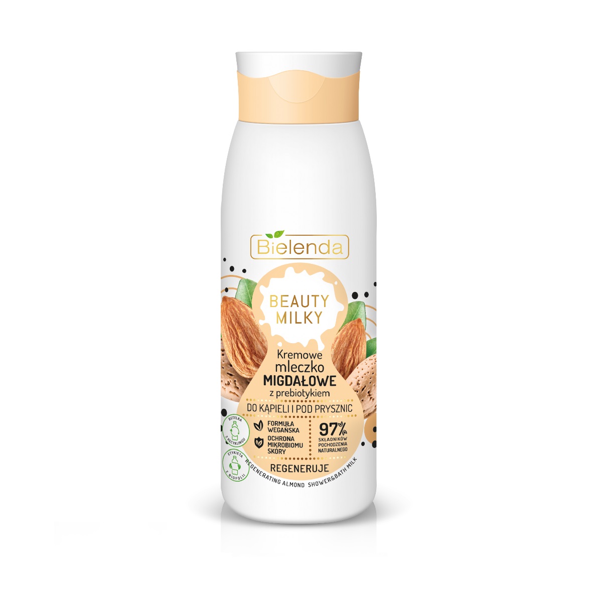 12291681650884795 Beauty Milky kremowe mleczko migdałowe z prebiotykiem do kąpieli i pod prysznic 400ml - obrazek 1