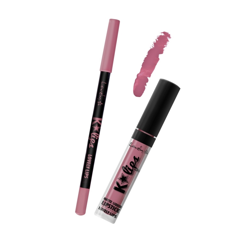 12335701572417354 K-Lips Matte Liquid Lipstick & Lip Liner zestaw do wykonywania makijażu ust 5 Lovely Lips - obrazek 1