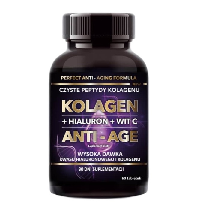 12375821710508734 Kolagen + Hialuron + Witamina C Anti-Age suplement diety 60 tabletek - obrazek 1