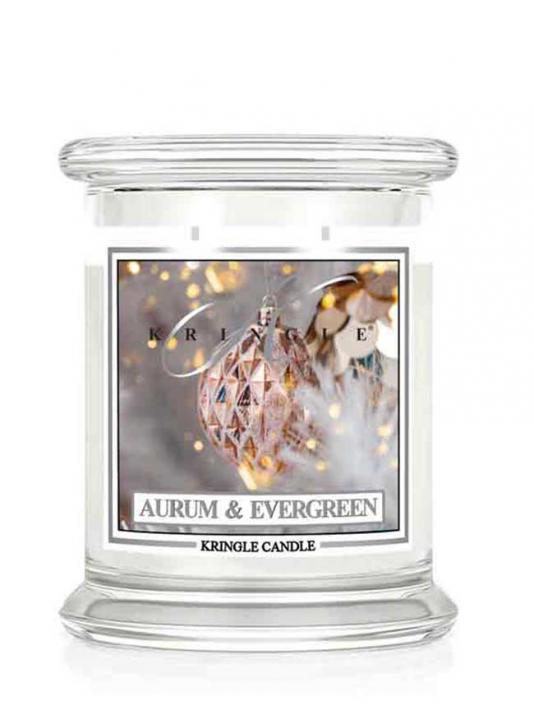12415621642594076 Średnia świeca zapachowa z dwoma knotami Aurum & Evergreen 411g - obrazek 1