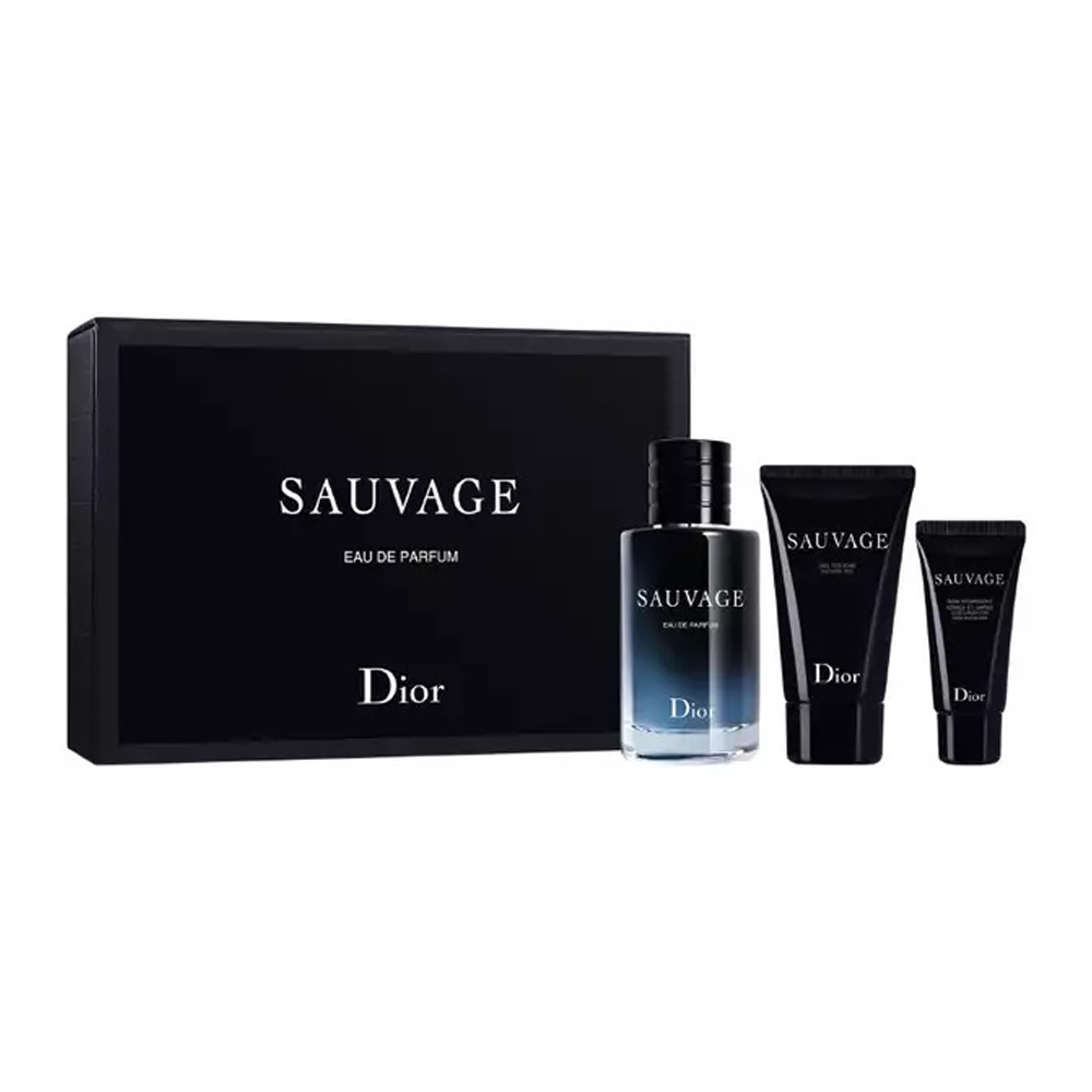13229301704720820 Sauvage zestaw woda perfumowana spray 60ml + żel pod prysznic 50ml + krem nawilżający do twarzy i brody 20ml - obrazek 1