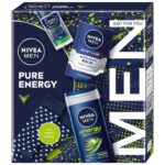 Men Pure Energy zestaw antyperspirant roll-on 50ml + żel pod prysznic 3w1 250ml + nawilżający balsam po goleniu 100ml + skarpetki