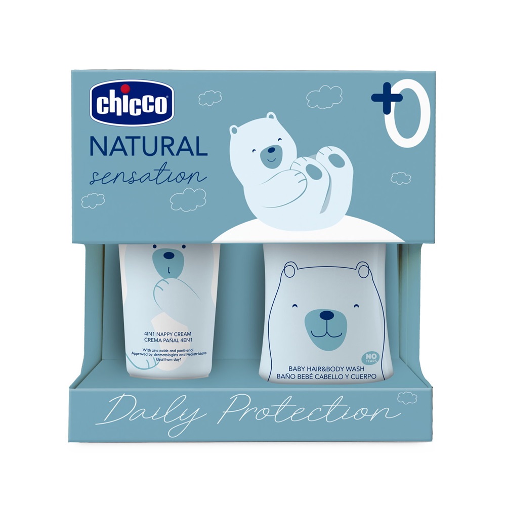 14214141709797234 Natural Sensation Daily Protection zestaw płyn do mycia ciała i włosów 200ml + krem do pieluszki 4w1 100ml - obrazek 1