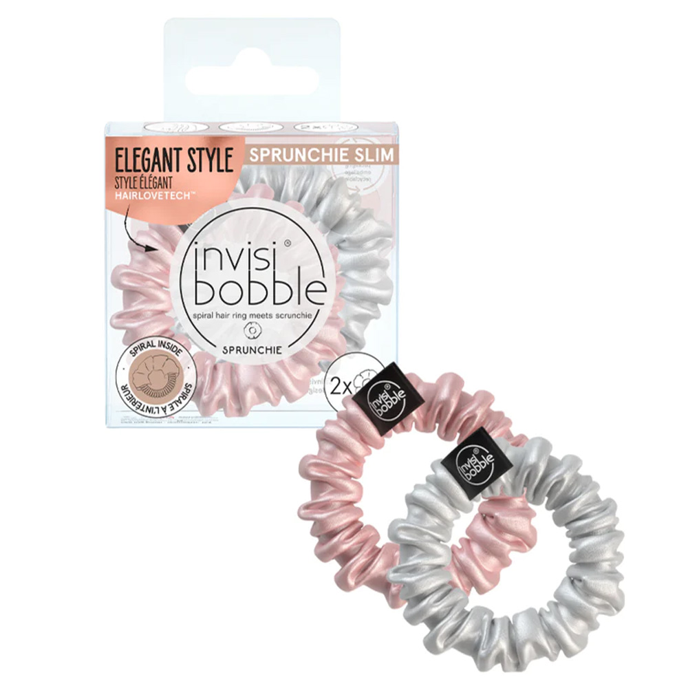 14232261704900875 Sprunchie Slim gumki do włosów Bella Chrome 2szt. - obrazek 1