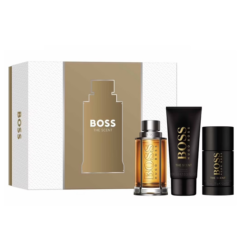 1453991722225734 Boss The Scent For Man zestaw woda toaletowa spray 100ml + żel pod prysznic 100ml + dezodorant sztyft 75ml - obrazek 1