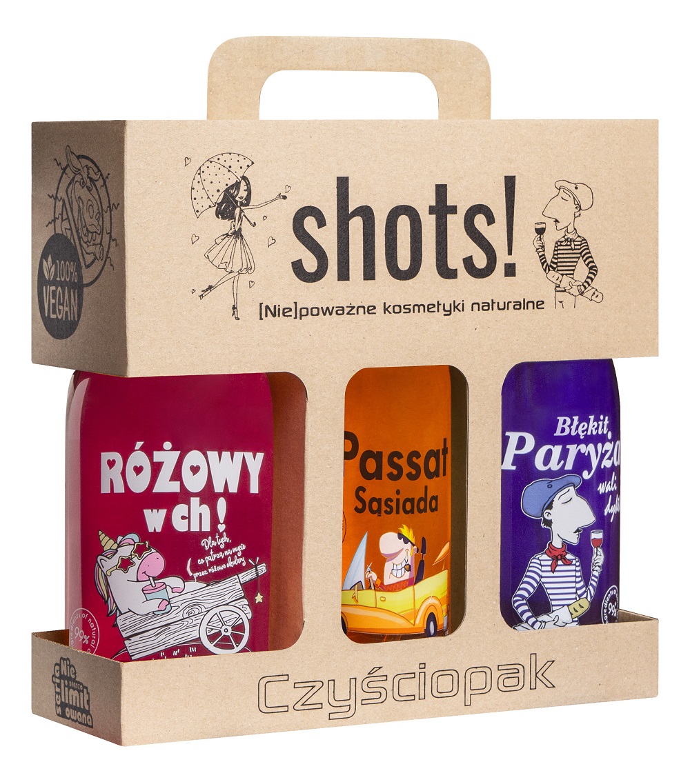 14792741659957016 Shots! Czyściopak Unisex zestaw żel pod prysznic Różowy w ch! 500ml + Passat Sąsiada 500ml + Błękit Paryża 500ml - obrazek 1
