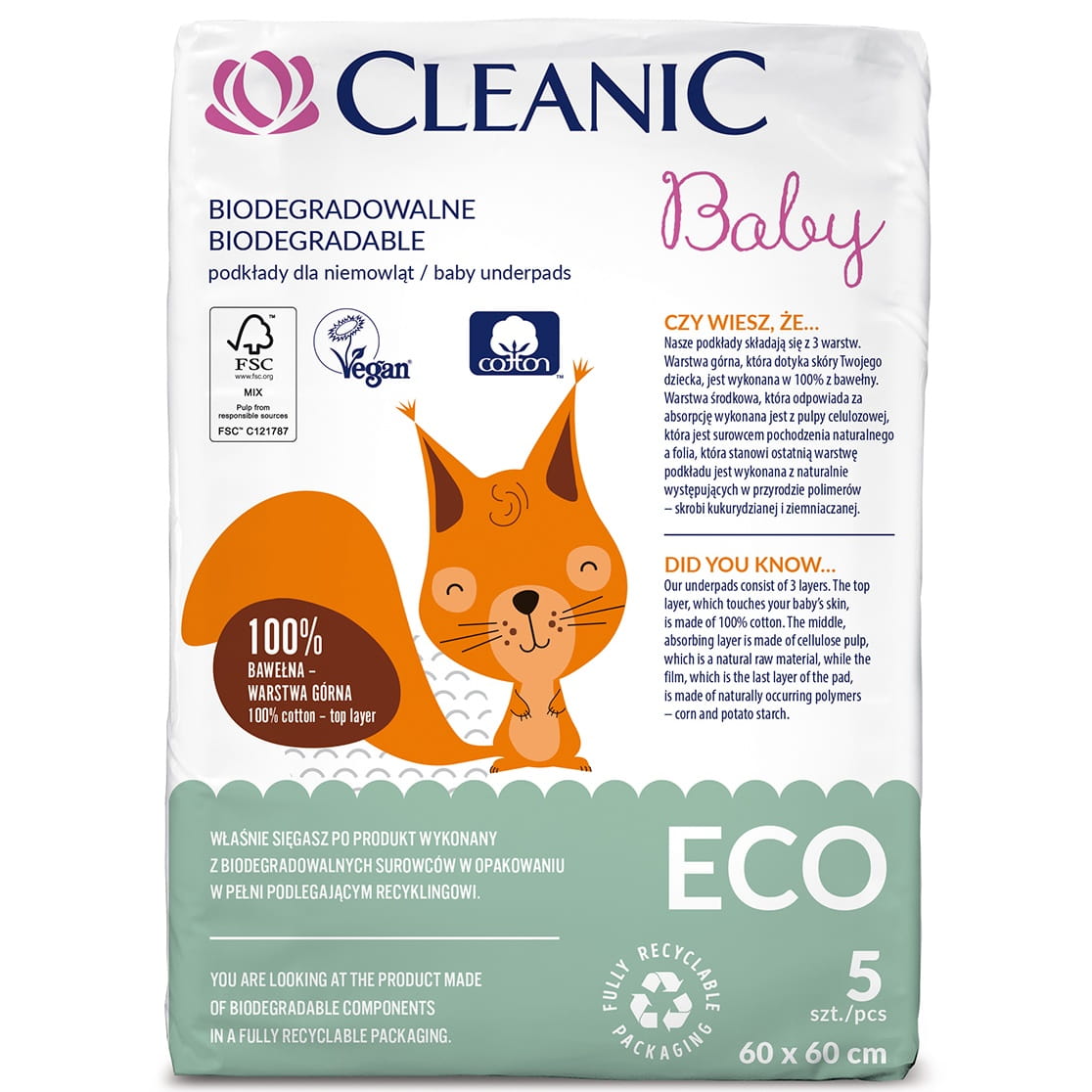 15781941661764048 Baby ECO podkłady jednorazowe dla niemowląt 5szt. - obrazek 1