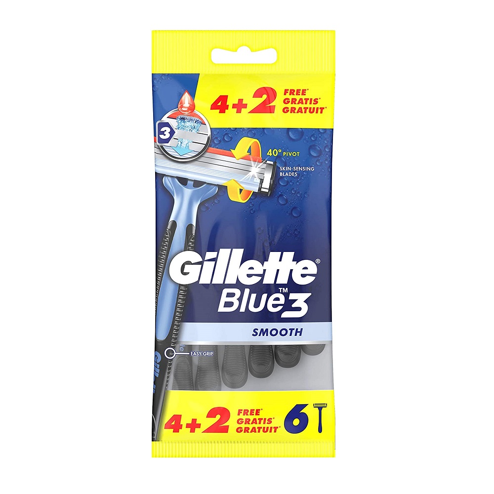 1578281595501656 Blue 3 Smooth jednorazowe maszynki do golenia dla mężczyzn 6szt - obrazek 1