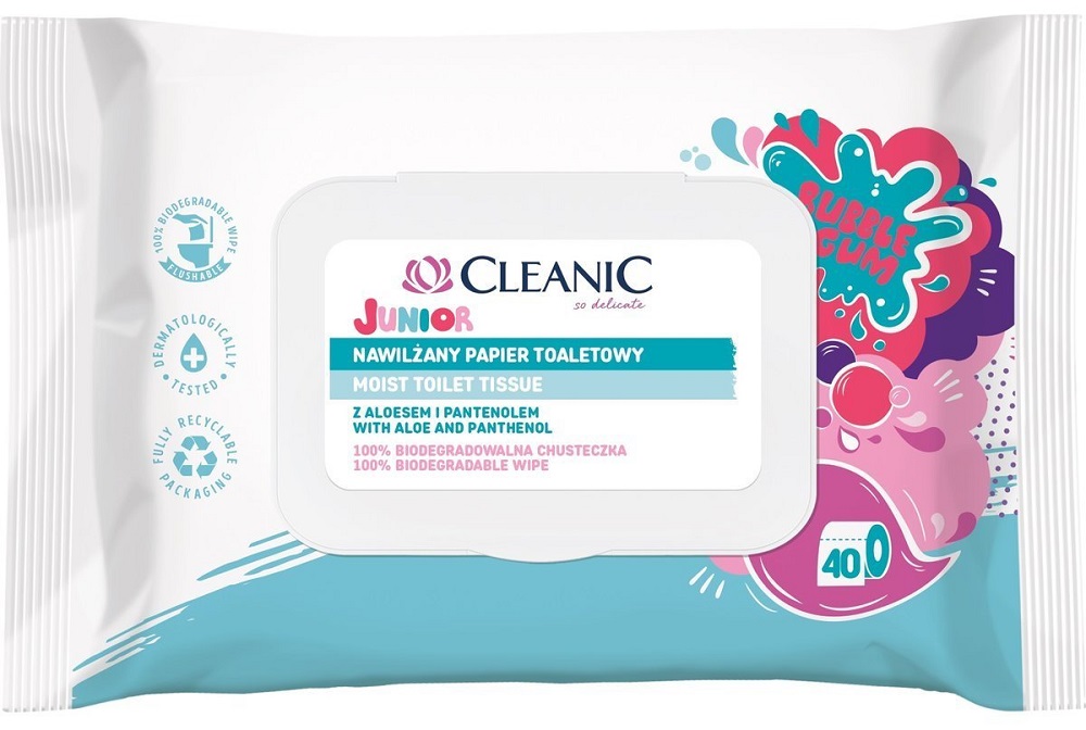 16197991600239355 Junior Moist Toilet Tissue nawilżany papier toaletowy Bubble Gum 40szt. - obrazek 1