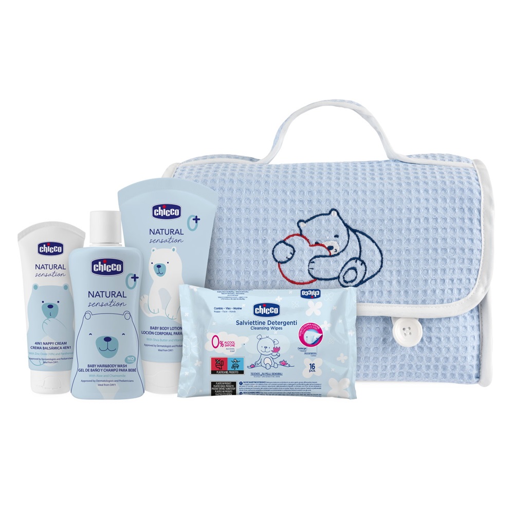 16475171709803177 Natural Sensation Blue zestaw płyn do mycia ciała i włosów 200ml + balsam do ciała 150ml + krem do pieluszki 4w1 100ml + chusteczki oczyszczające 16szt - obrazek 1