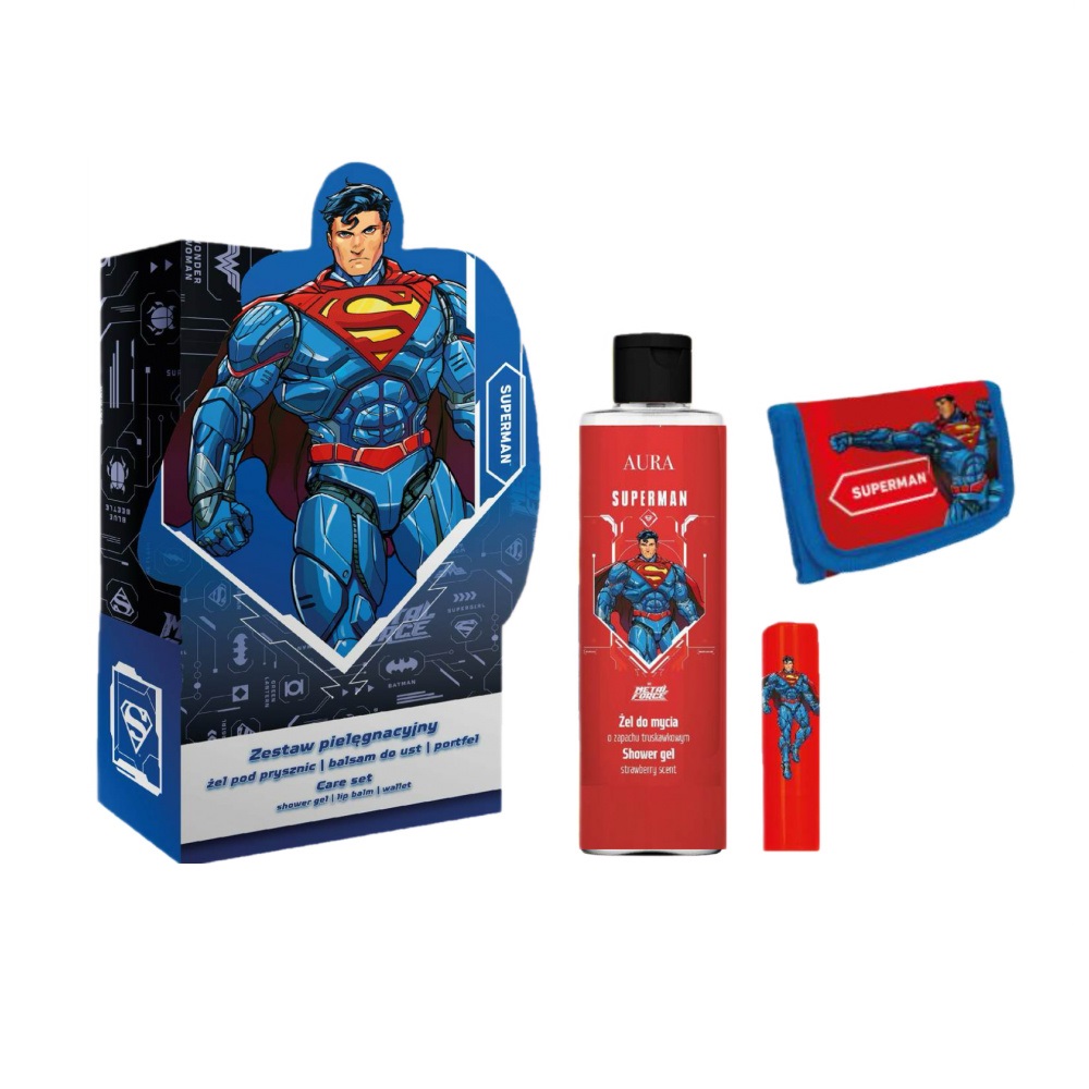 16568591762430907 Superman zestaw żel pod prysznic 200ml + balsam do ust 3.8g + portfel - obrazek 1
