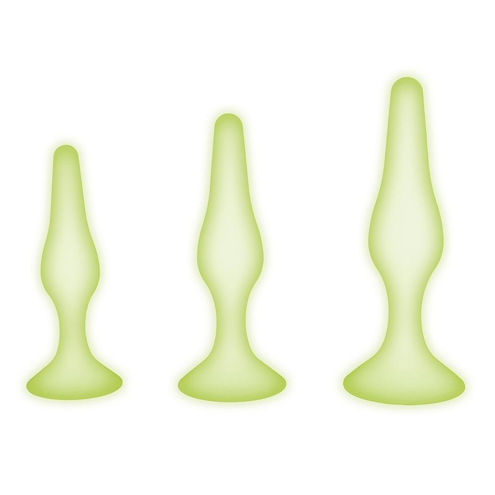 17245451707812332 Glow In The Dark Silicone Anal Training zestaw świecących w ciemności korków analnych White - obrazek 1