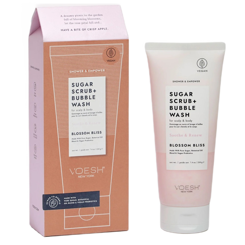 17618051753164692 Sugar Scrub + Bubble Wash cukrowy peeling myjący do ciała i skóry głowy Blossom Bliss 210g - obrazek 1