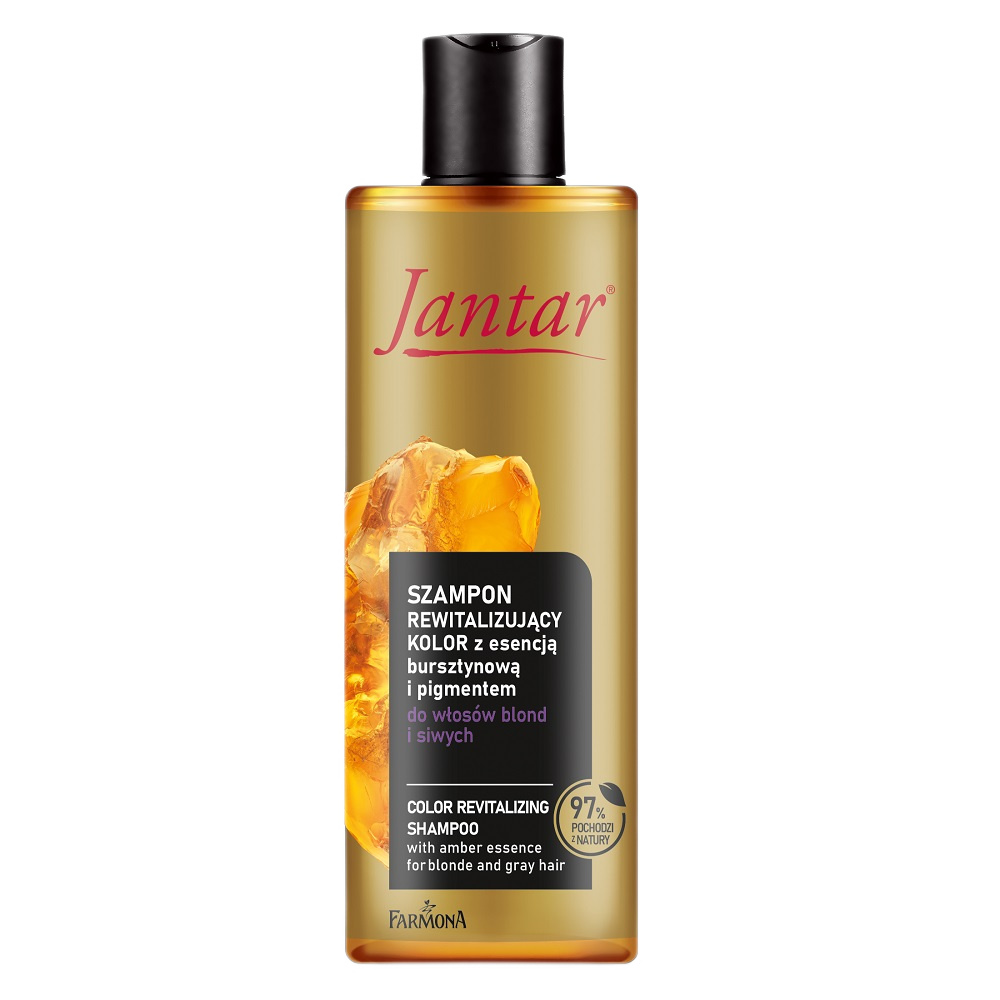18456971748873864 Jantar szampon rewitalizujący kolor z esencją bursztynową i pigmentem do włosów blond i siwych 300ml - obrazek 1