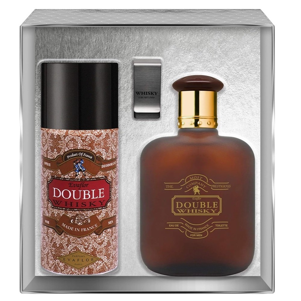 18510431722319285 Double Whisky zestaw woda toaletowa spray 100ml + dezodorant spray 150ml + klips na banknoty - obrazek 1