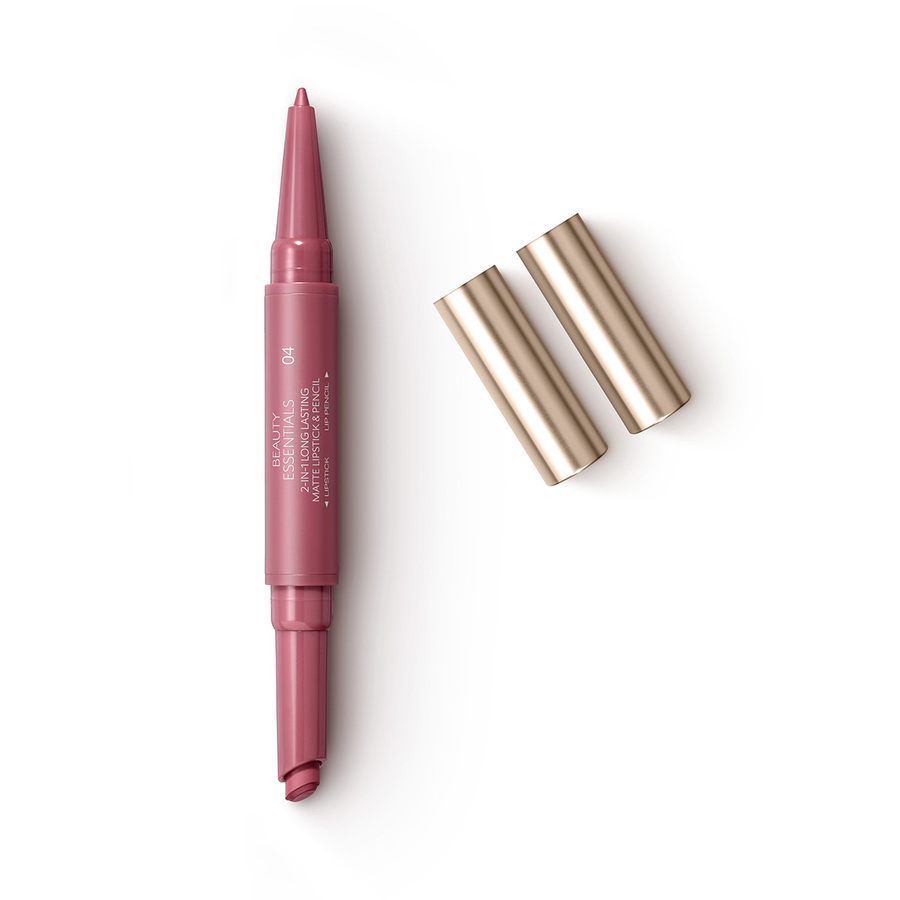KC000000605004B Beauty Essentials 2-In-1 Long Lasting Matte Lipstick & Pencil matowa pomadka i kredka o trwałości do 8h 04 Mauve Bites 0.9g - obrazek 1