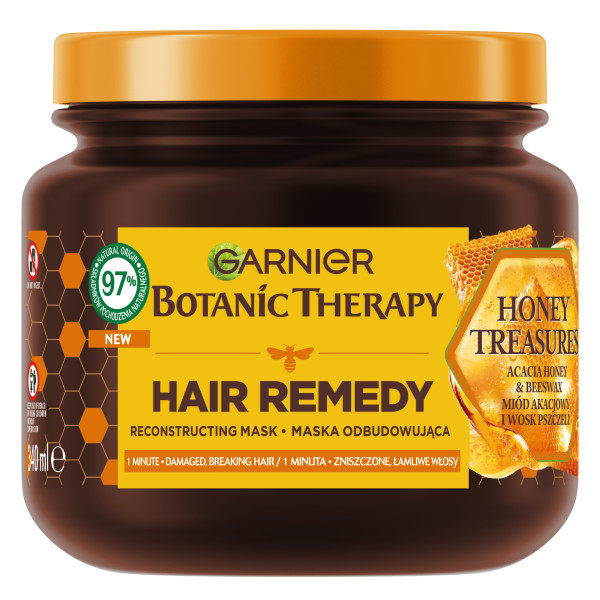 19214381689067763 Botanic Therapy Honey Treasures odbudowująca maska do włosów zniszczonych i łamliwych 340ml - obrazek 1