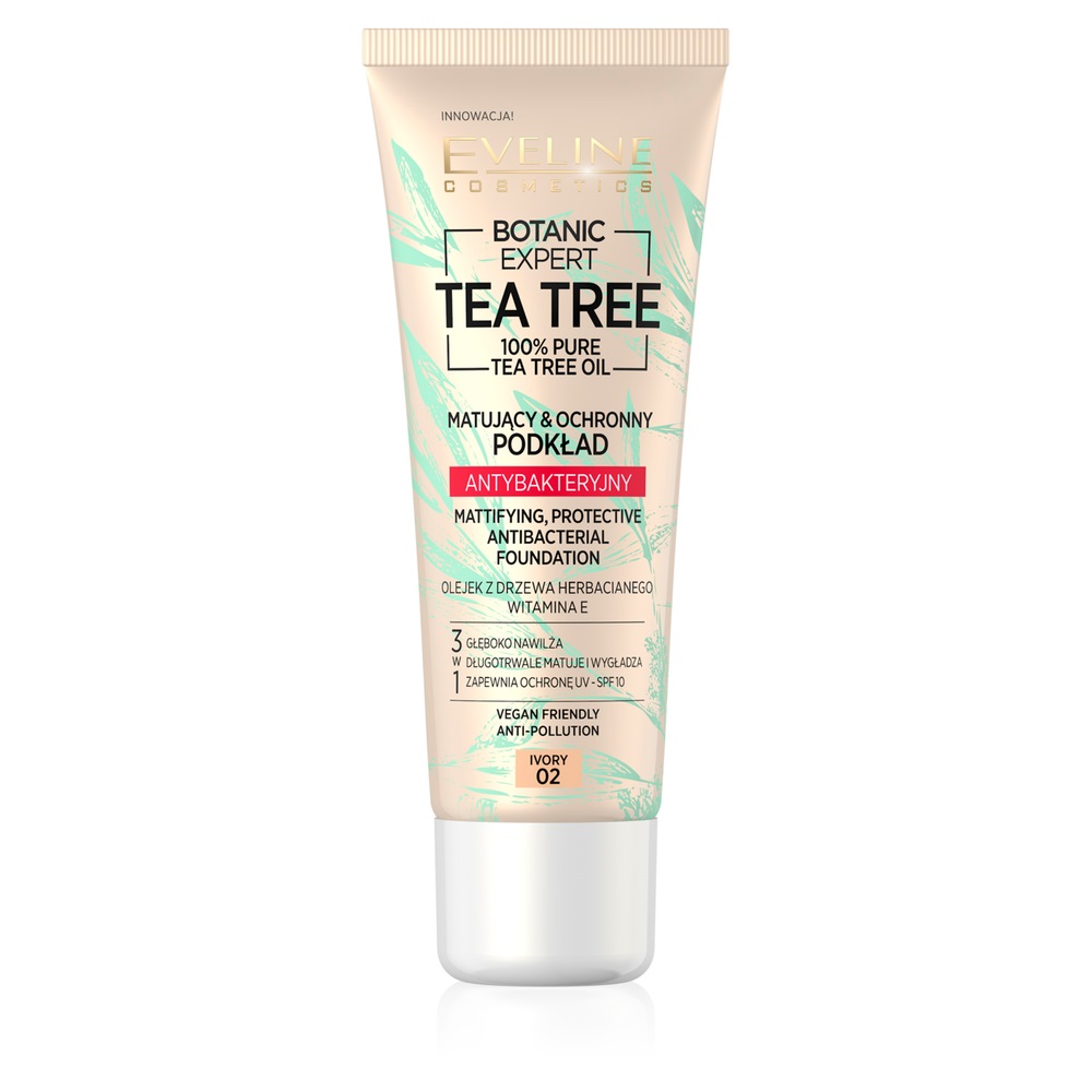 20135491606291132 Botanic Expert Tea Tree Foundation matujący ochronny podkład antybakteryjny 02 Ivory 30ml - obrazek 1