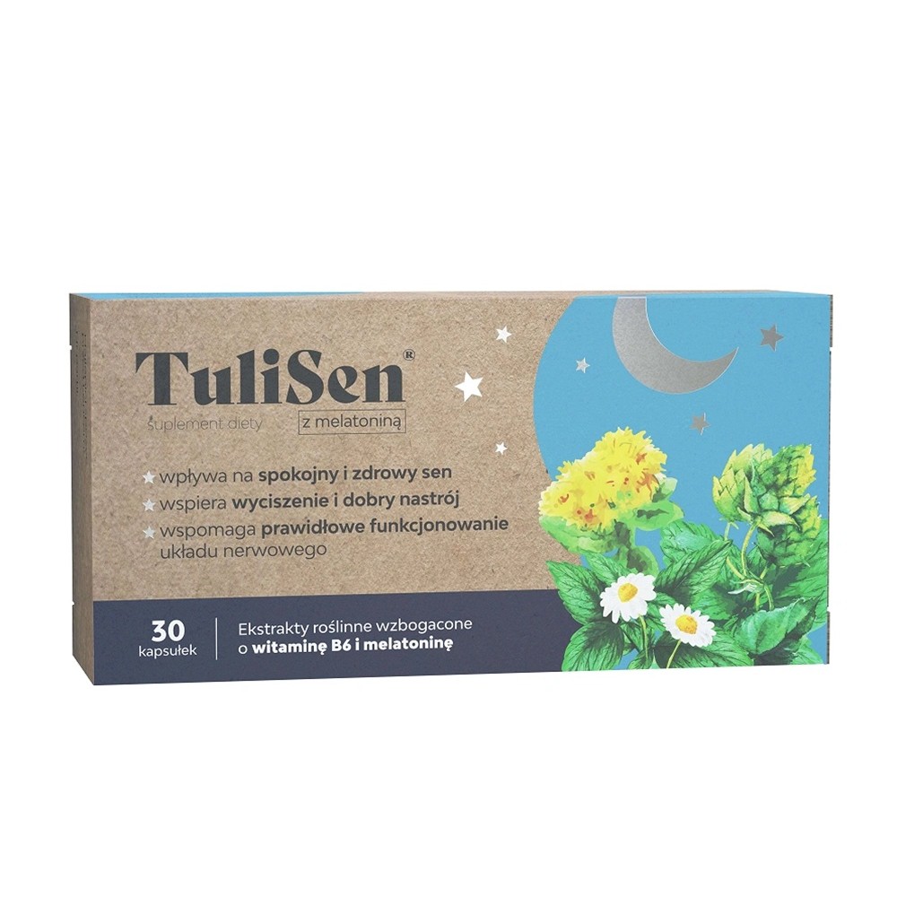20639251764064785 TuliSen suplement diety z melatoniną wspomagający zdrowy sen 30 kapsułek - obrazek 1