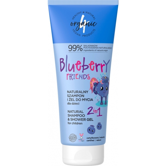 21554571659600198 Naturalny szampon i żel do mycia dla dzieci 2w1 Blueberry Friends 200ml - obrazek 1