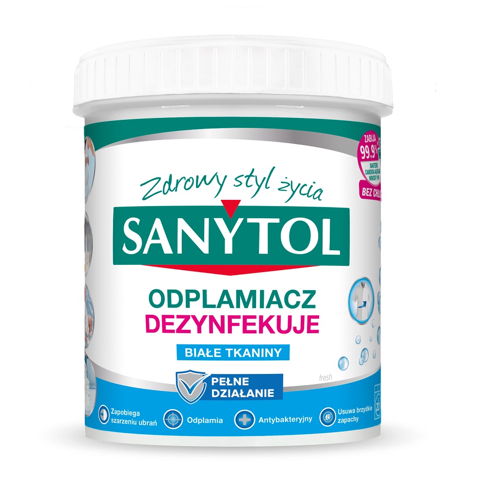 22026361688714393 Odplamiacz dezynfekujący w proszku do białych tkanin 450g - obrazek 1