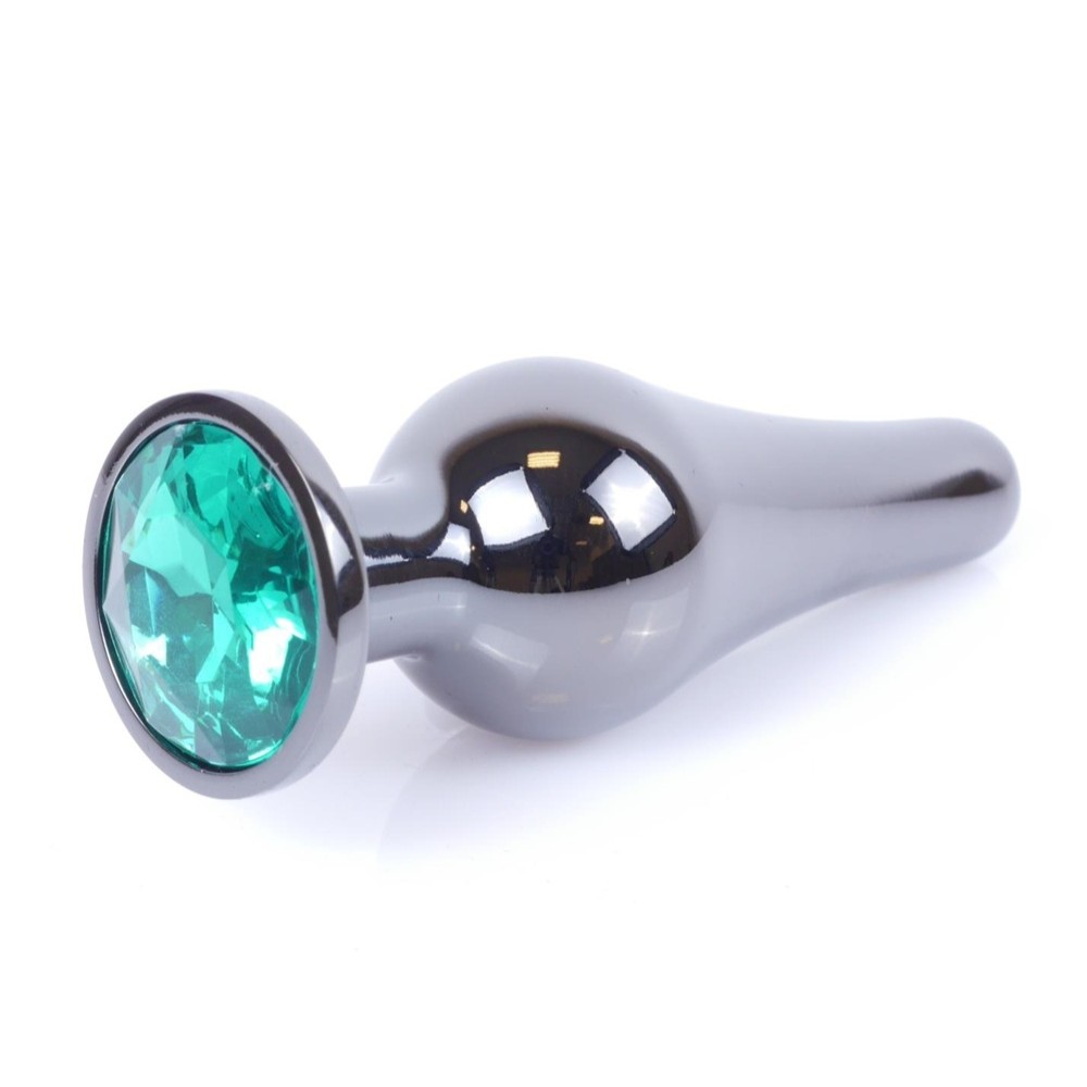 22055051778218372 Butt Plug Collection Jewellery Dark Silver metalowy korek analny Green - obrazek 1