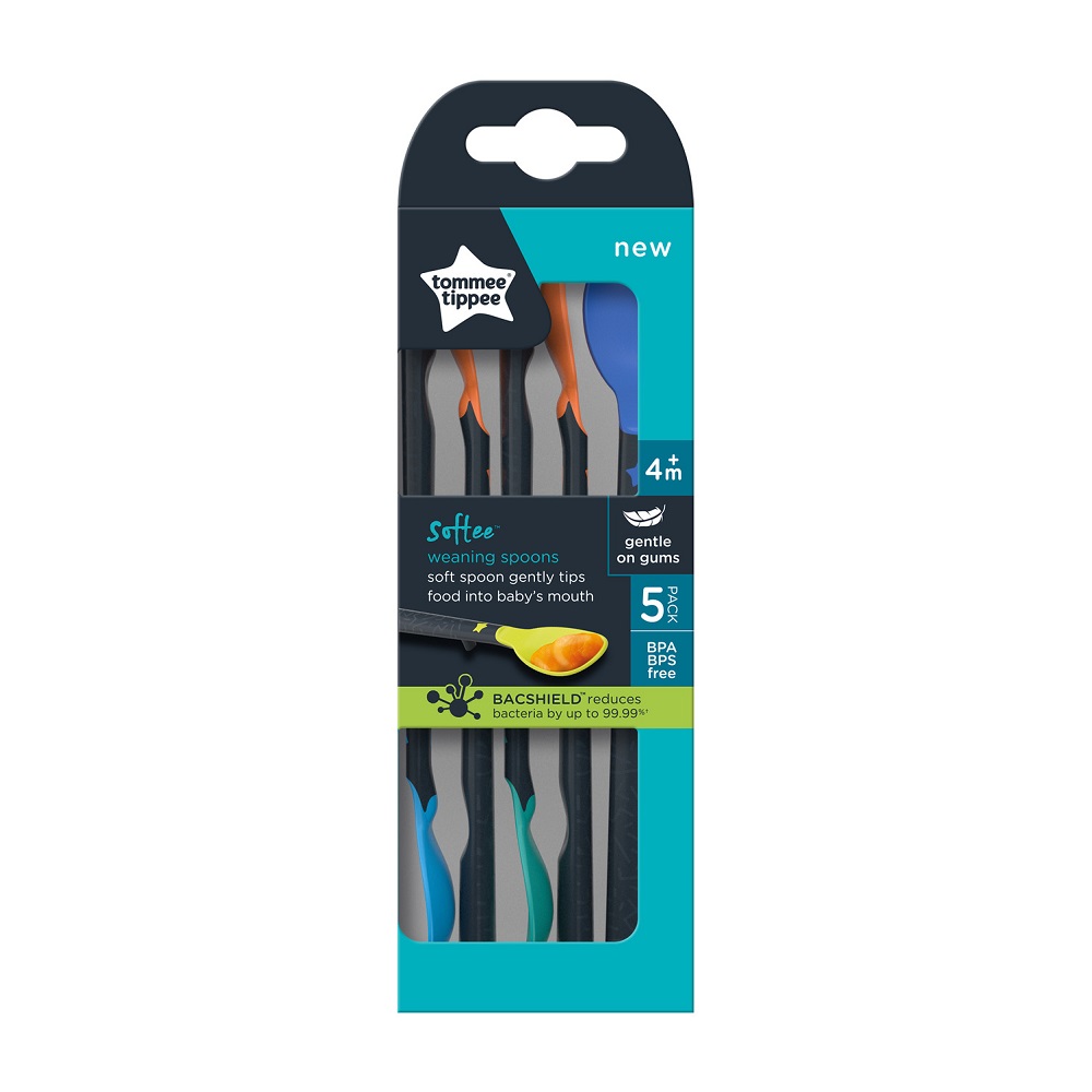 447196 UK WEANING SPOONS X5 15.08.20_1 Softee łyżeczki z miękką końcówką i długim uchwytem 4m+ 5szt - obrazek 1