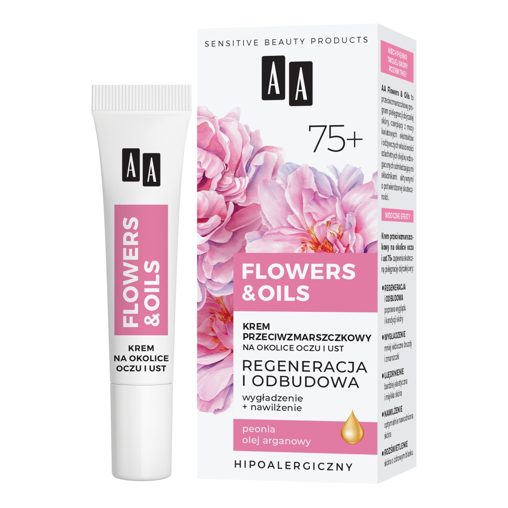 22452081681287558 Flowers&Oils 75+ Odbudowa krem przeciwzmarszczkowy na okolice oczu i ust 15ml - obrazek 1