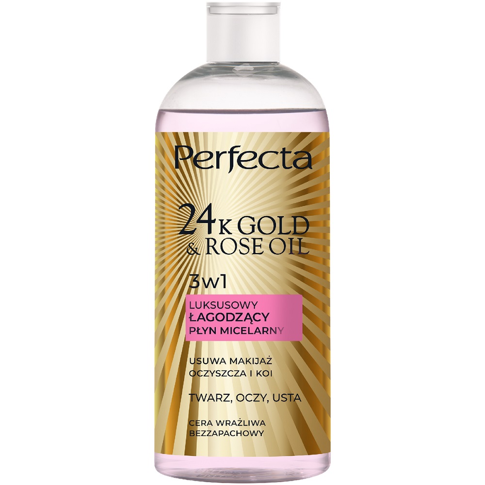 22574171718367142 24K Gold & Rose Oil luksusowy łagodzący płyn micelarny 400ml - obrazek 1