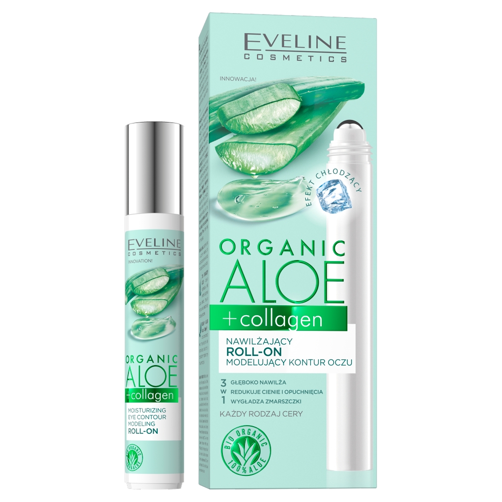 22620061646644061 Organic Aloe + Collagen nawilżający roll-on modelujący kontur oczu 15ml - obrazek 1