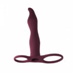 Strap-On Pure Passion Flirtini wibrator z podwójną penetracją Wine Red