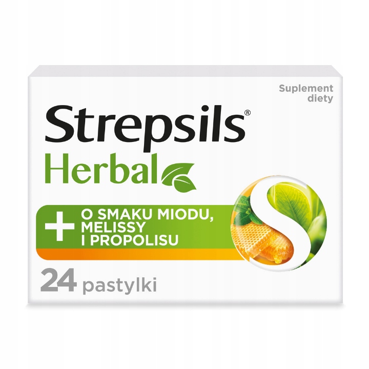2317881642999662 Herbal pastylki do ssania łagodzące podrażnione gardło i struny głosowe suplement diety Miód Melisa i Propolis 24szt. - obrazek 1