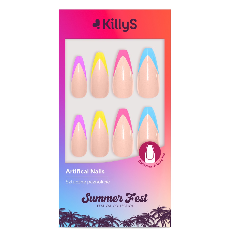 23434621688648080 Summer Fest sztuczne paznokcie Ballerina Rainbow French 24szt. - obrazek 1