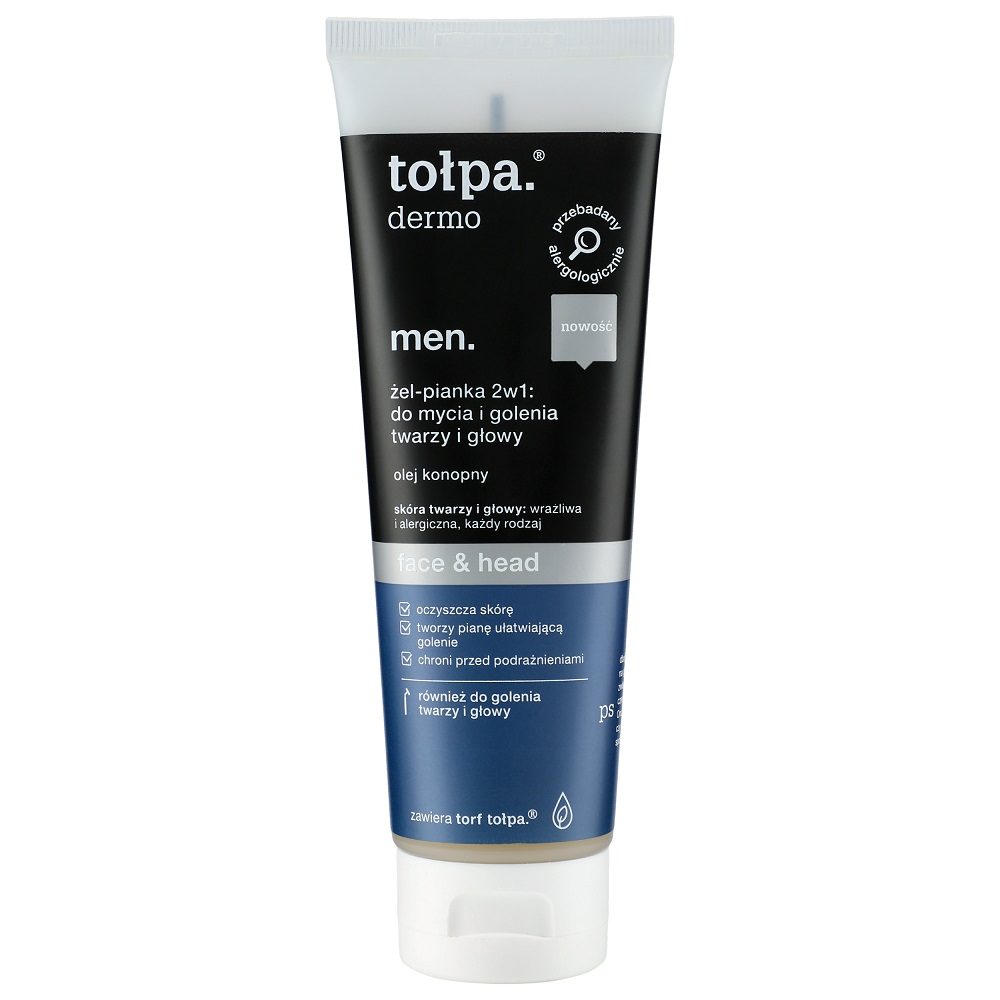 24267991726570646 Dermo Men żel-pianka 2w1: do mycia i golenia twarzy i głowy 100ml - obrazek 1