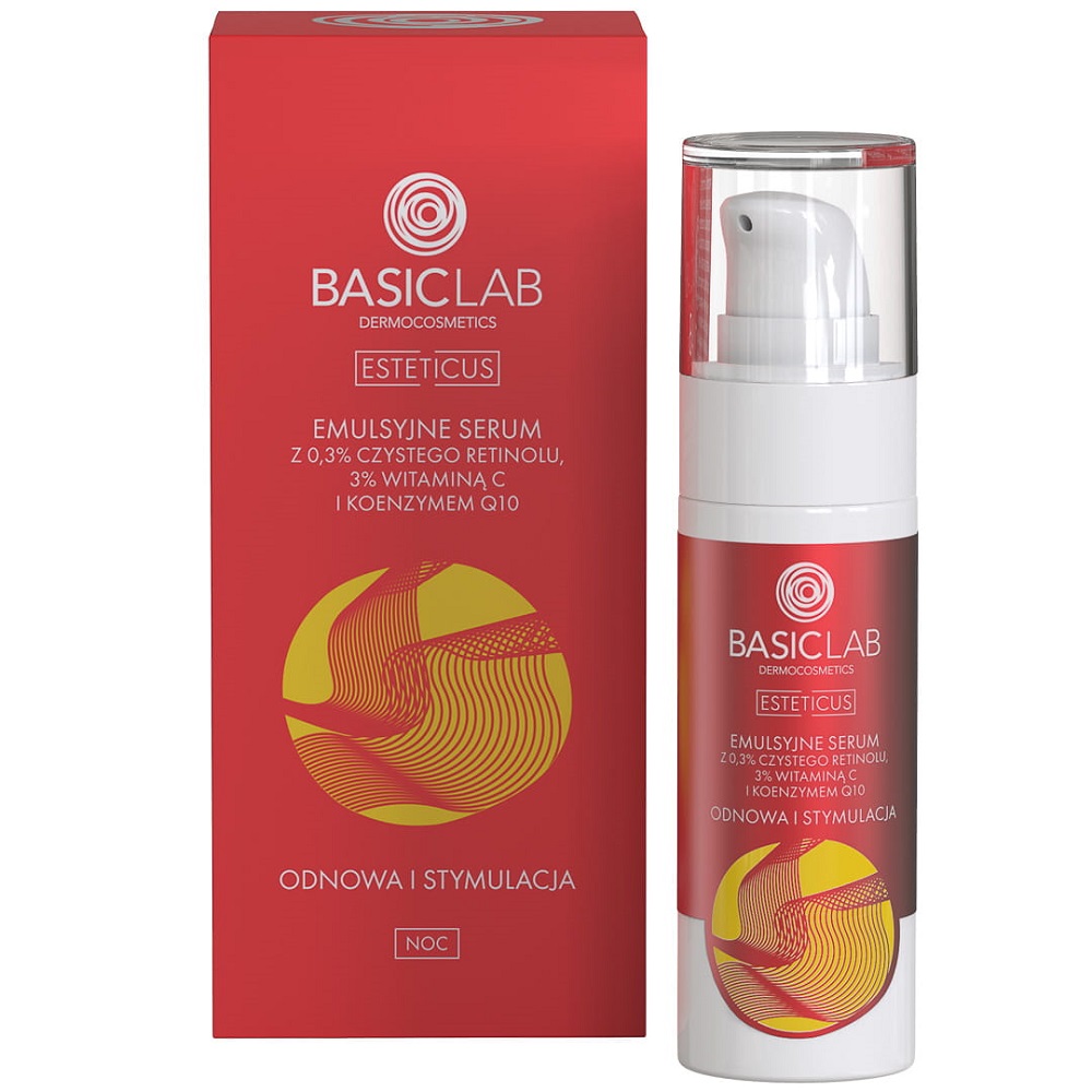 24690151679464292 Esteticus emulsyjne serum z 0.3% czystego retinolu 3% witaminą C i koenzymem Q10 30ml - obrazek 1