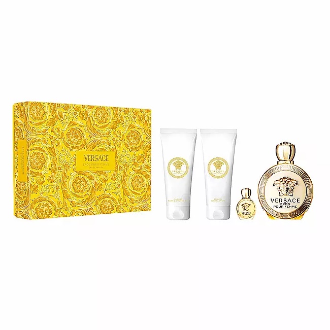 25005411730121537 Eros Pour Femme zestaw woda perfumowana spray 100ml + woda perfumowana 5ml + żel pod prysznic 100ml + balsam do ciała 100ml - obrazek 1