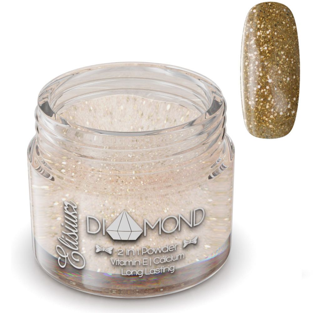 25041741764262796 Diamond 2in1 Powder proszek do manicure tytanowego D09 Glowing Gold 23g - obrazek 1