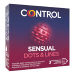 Sensual Dots & Lines prezerwatywy prążkowane z wypustkami 3szt.