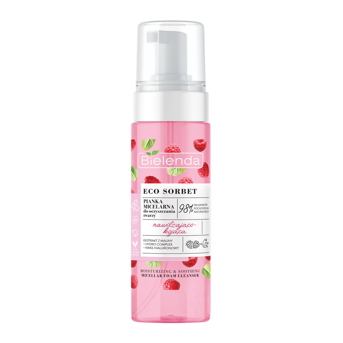 25297931650910027 Eco Sorbet pianka micelarna do oczyszczania twarzy nawilżająco-kojąca Malina 150ml - obrazek 1