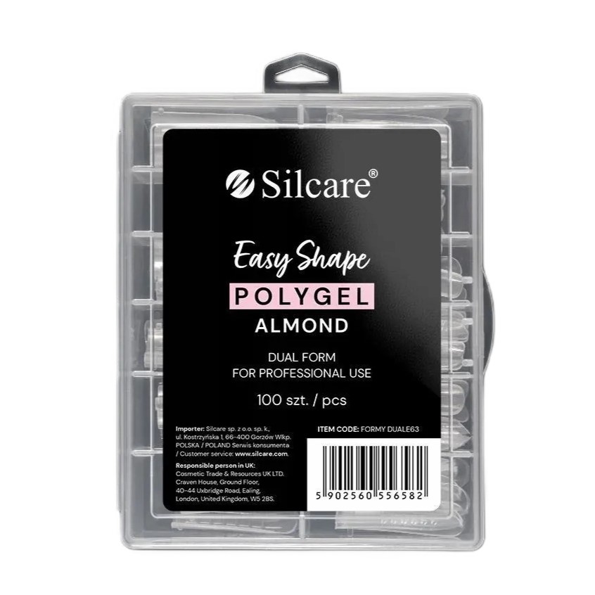 25336781710147494 Easy Shape Polygel formy do akrylożelu Clear Dual Almond 100szt. - obrazek 1