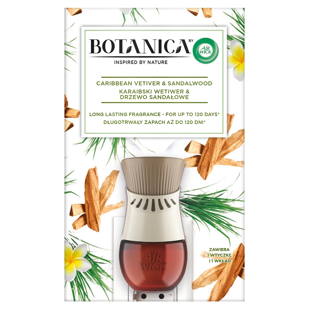 2555131618552378 Botanica elektryczny odświeżacz powietrza Karaibski Wetiwer & Drzewo Sandałowe 19ml - obrazek 1