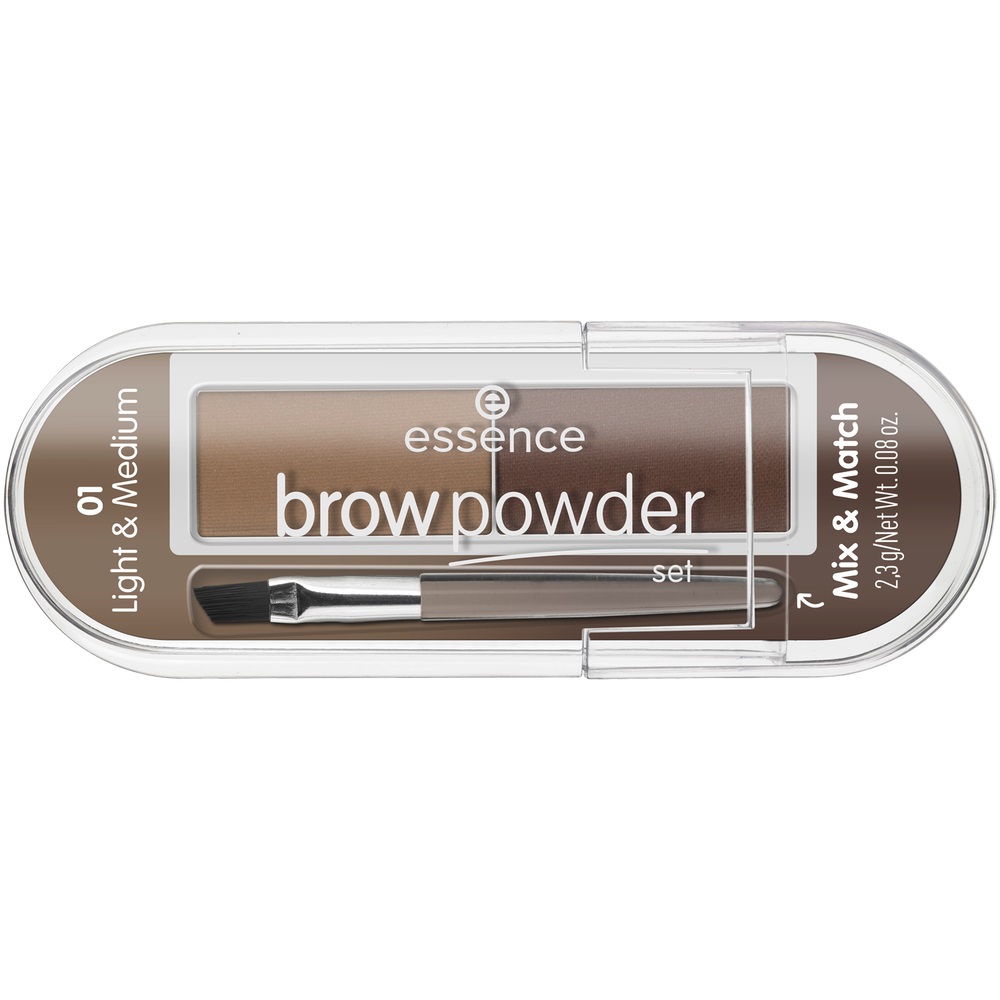 25690211602824467 Brow Powder Set zestaw do stylizacji brwi z pędzelkiem 01 Light & Medium 2.3g - obrazek 1